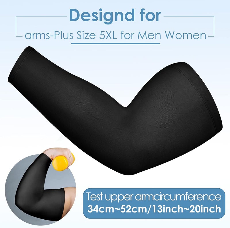 Chuarry 4 Pairs Plus Size Arm Sleeves for Women Men UV Sun Protection Cooling Ice Silk Arm Wraps for Flabby Arms - Image 3